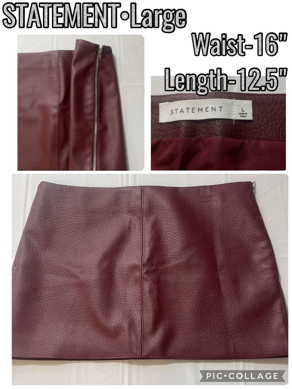 Wine Faux Leather Mini Skirt